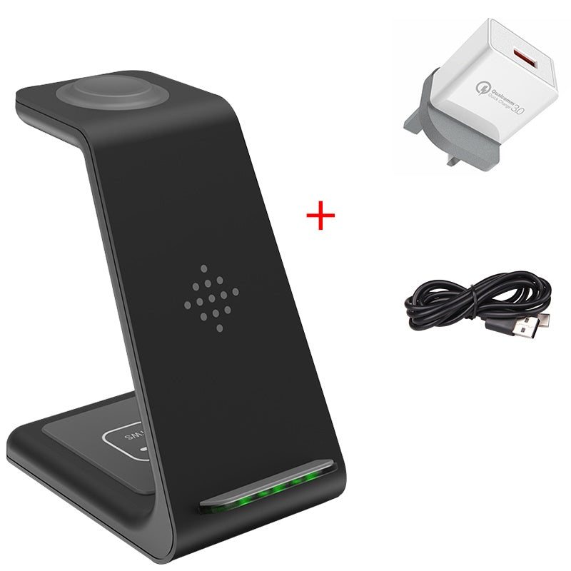 Stazione di ricarica rapida 3 in 1, supporto per caricabatterie wireless, dock di ricarica rapida wireless per supporto per telefono