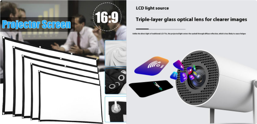 Mini Proiettore Domestico Compatto - Autofocus, 180 Gradi di Proiezione Flessibile