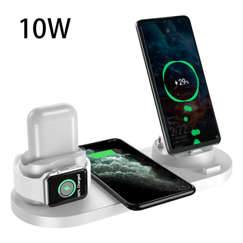 Caricabatterie wireless per iPhone, caricabatterie rapido per telefono, base di ricarica rapida per telefono, orologio, stazione di ricarica 6 in 1