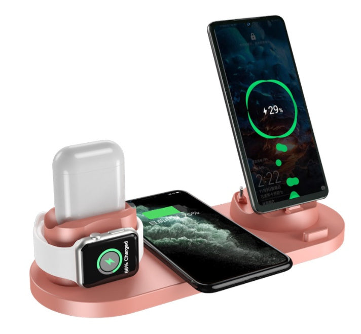 Caricabatterie wireless per iPhone, caricabatterie rapido per telefono, base di ricarica rapida per telefono, orologio, stazione di ricarica 6 in 1