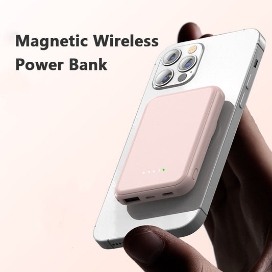 Mini Power Bank Magnetico Wireless a Ricarica Rapida da 5000 mAh Portatile