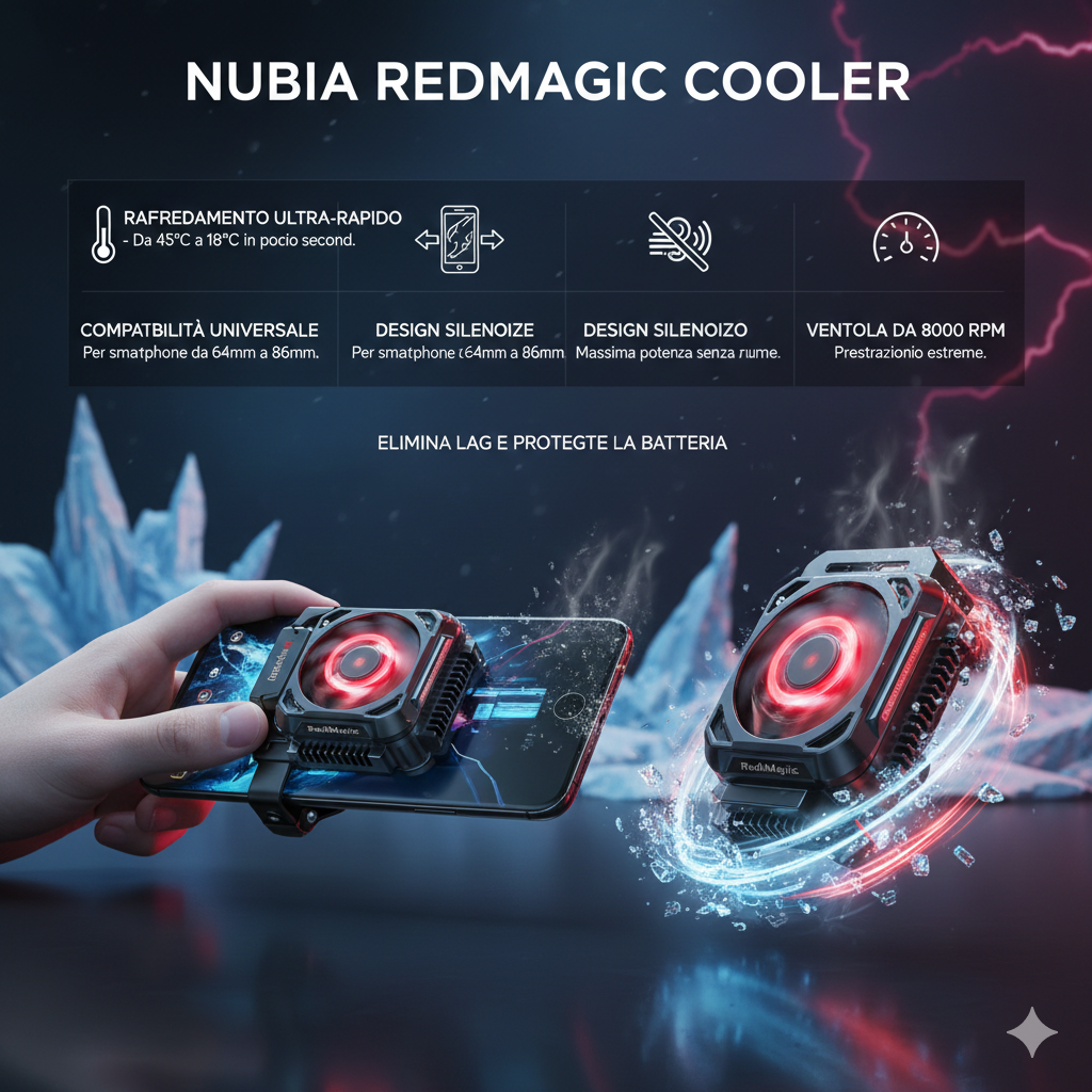 Nubia RedMagic Cooler - Ventola di Raffreddamento Magnetica per Smartphone Gaming
